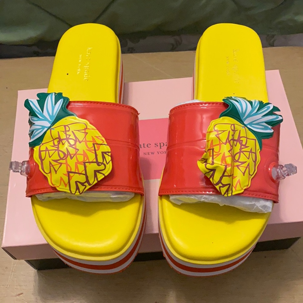 Kate Spade Limoncello Pineapple slides 7 B